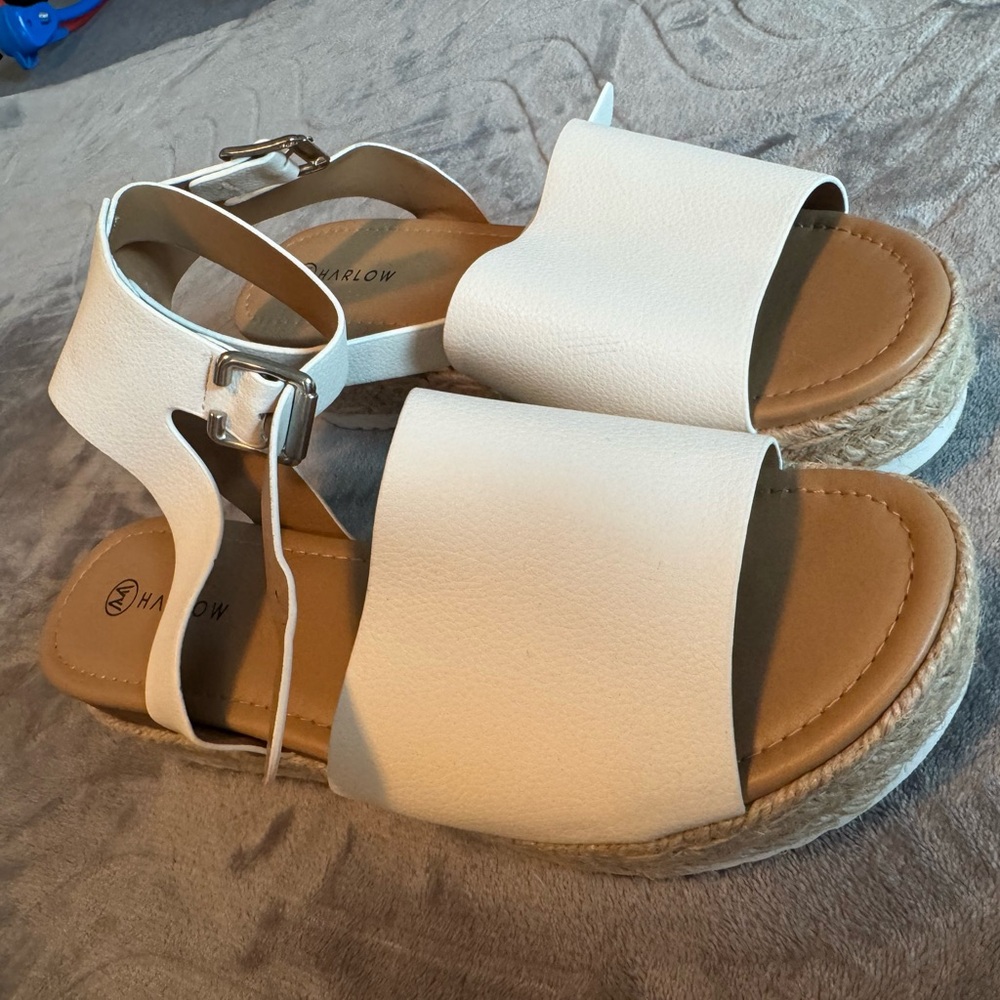 White Espadrille Platform Sandals - Picture 6 of 7